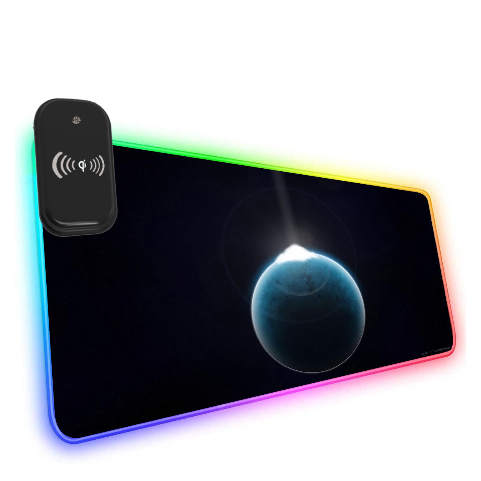 Thuận lợi nhất lõi cánh phong phú bầu trời đầy sao rộng lớn mát mẻ dạ quang RGB quá khổ khóa cạnh bàn thảm vũ trụ sạc không dây miếng lót chuột nhiều màu sắc DIY