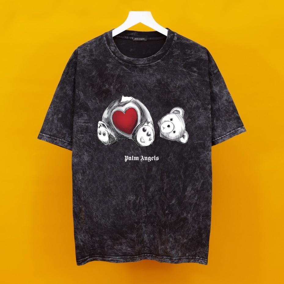 Áo thun loang đen PLAMANGELS nam nữ tay lỡ chất liệu 100% cotton kiểu unisex
