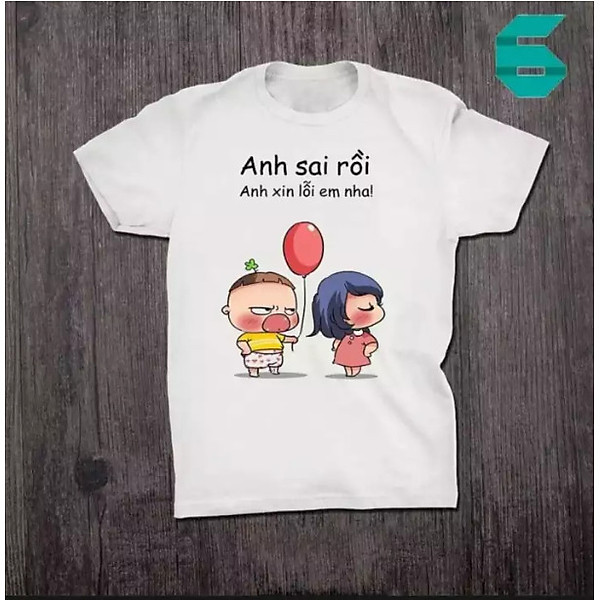 Áo thun trắng trẻ trung năng động Anh sai rồi, Unisex Nam Nữ có Size áo từ 25-95kg