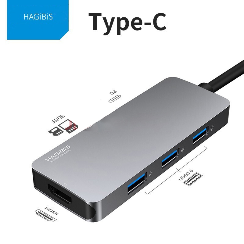 Cáp chuyển đổi Hagibis 7in1 USB-C to HDMI 4K/ USB 3.0/SD/micro SD/ PD - Hàng nhập khẩu