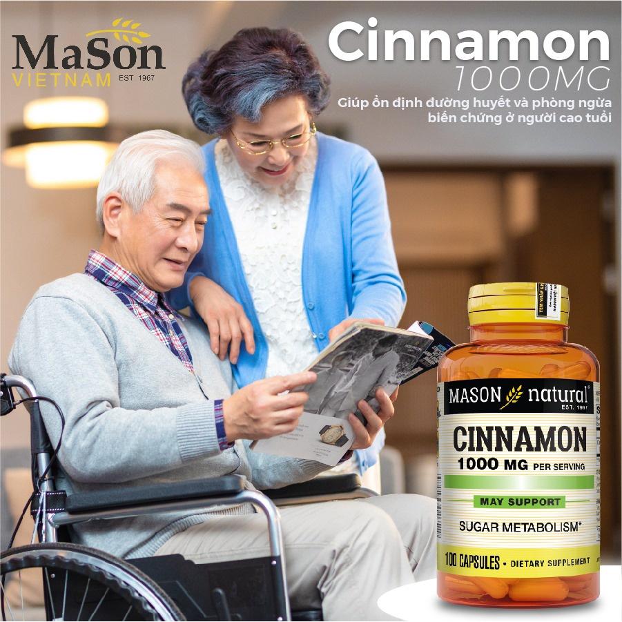 Viên uống hỗ trợ chuyển hóa và ổn định đường huyết Mason Natural Cinnamon 1000mg