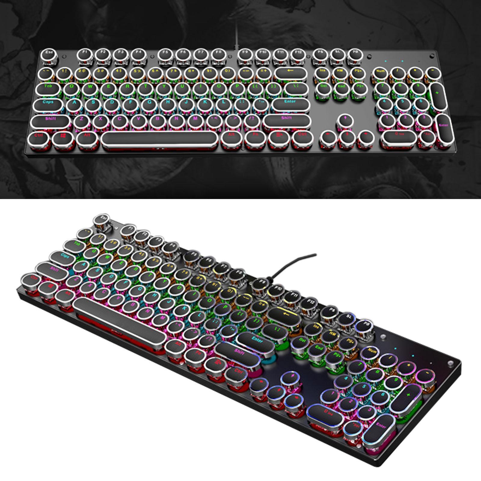 Retro Punk 104 Keys Gaming Keyboard Blue Switch Mechanical Shaft Gaming Keypad for Office Home Game PC