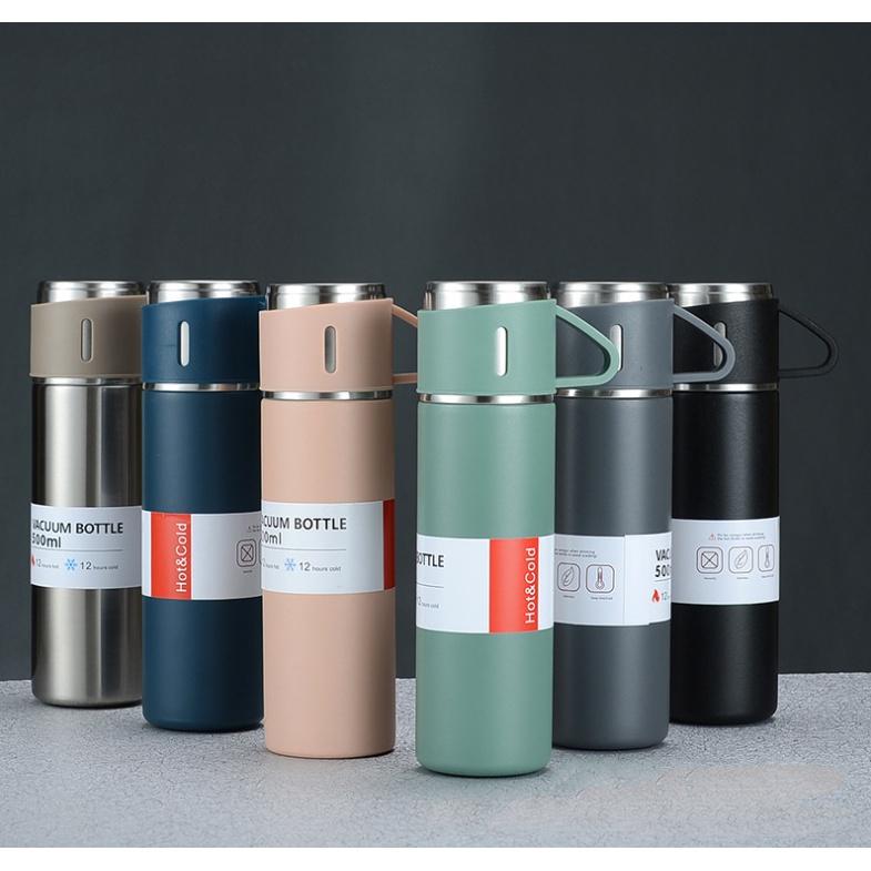 Bộ Bình Giữ Nhiệt Kèm 2 Ly Nước Black Flask3 GiftSet