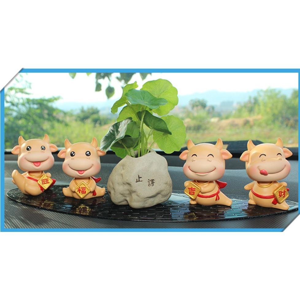 Tượng phật để xe taplo ô tô bình an - tượng trâu phong thủy trang trí bàn đẹp