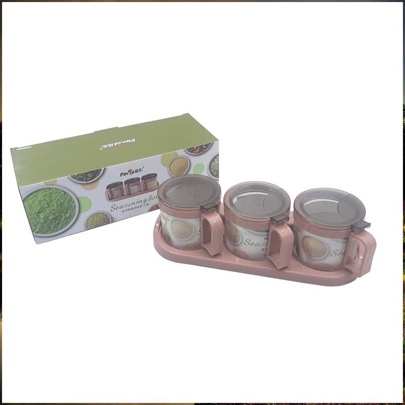 Bộ 3 Gia Vị Thủy Tinh Cao Cấp - Bộ 3 GIa Vị Thủy TInh Có Thìa 3220