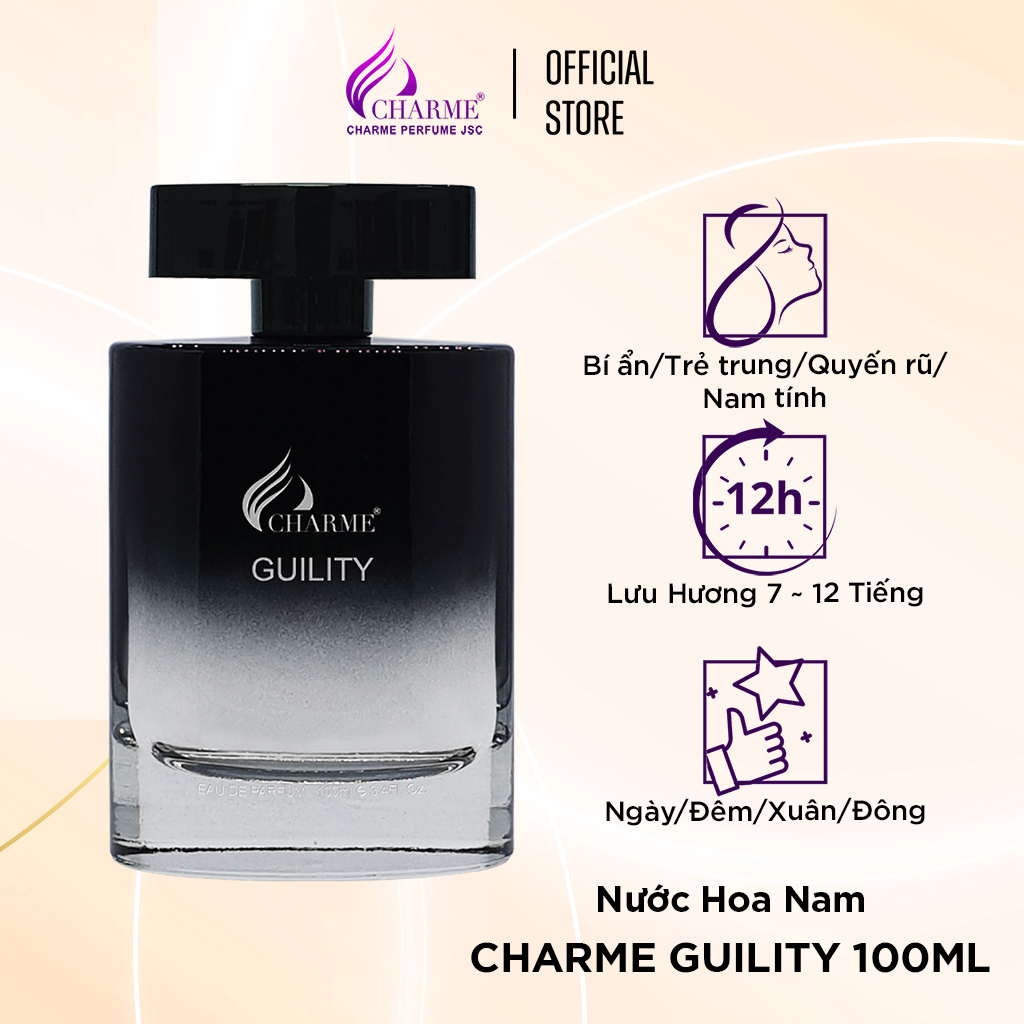 Nước hoa nam cao cấp, Charme Guility, nước hoa lưu hương lâu, tạo phong cách bí ẩn, 100ml