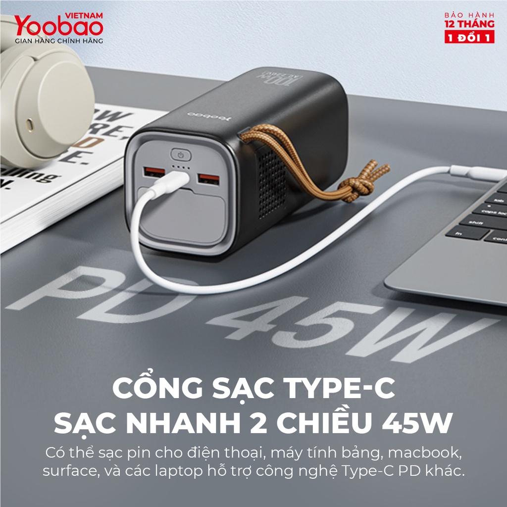 Trạm sạc dự phòng Yoobao EN100 dung lượng 20000mAh Tích hợp đèn pin 20000mah PD45W 220V/100W - Hàng chính hãng