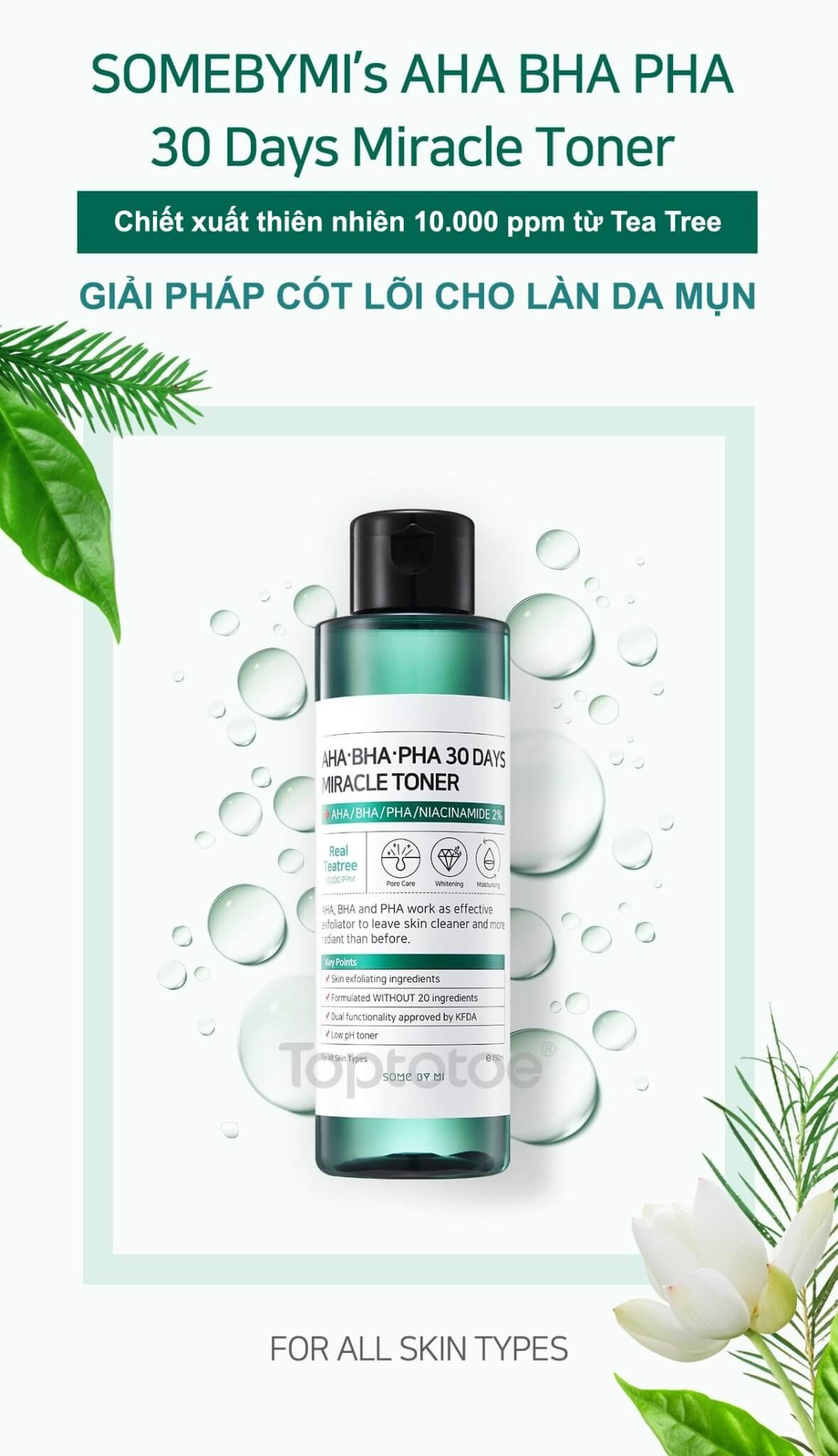 Combo 2 Sản Phẩm Hỗ Trợ Giảm Mụn, Thông Thoáng Lỗ Chân Lông Some By Mi 30 Days Miracle (Toner 150ml + Tinh Dầu 10ml)