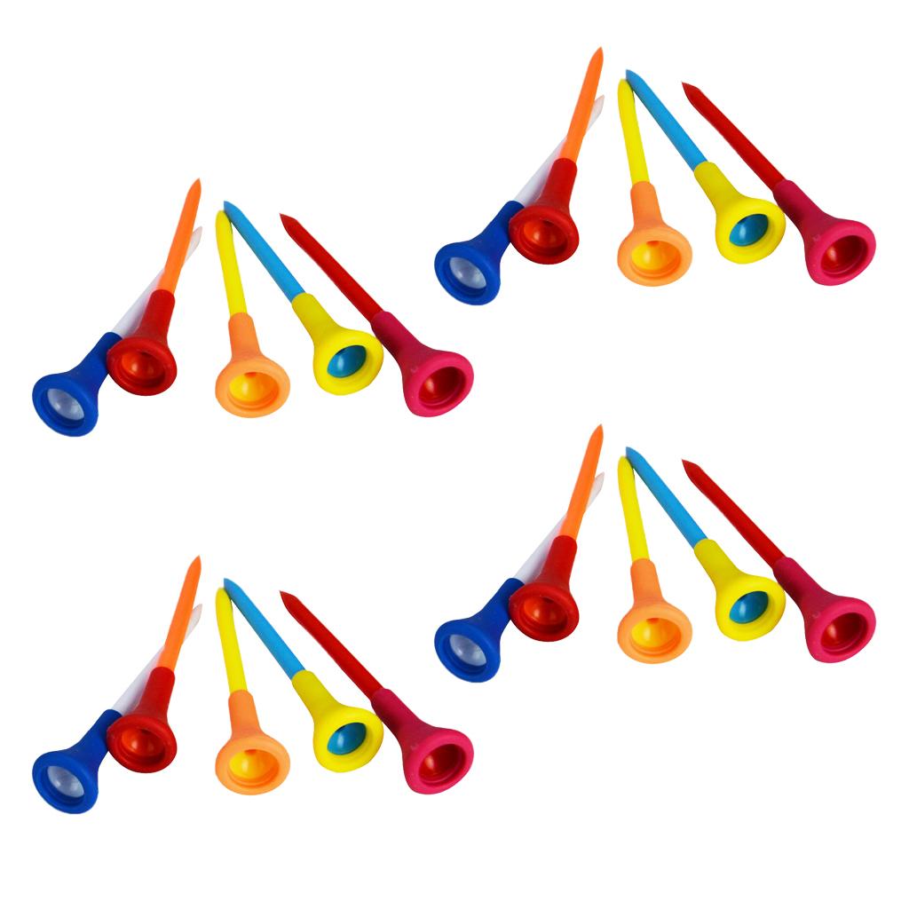 20 Pieces Durable Soft Rubber Cushion Top Golf Tees 83mm Random Color