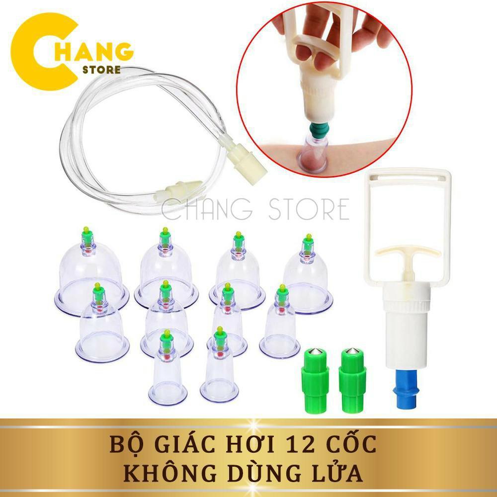 Bộ giác hơi không dùng lửa 12 cốc chất liệu nhựa trong suốt cao cấp, hiệu quả