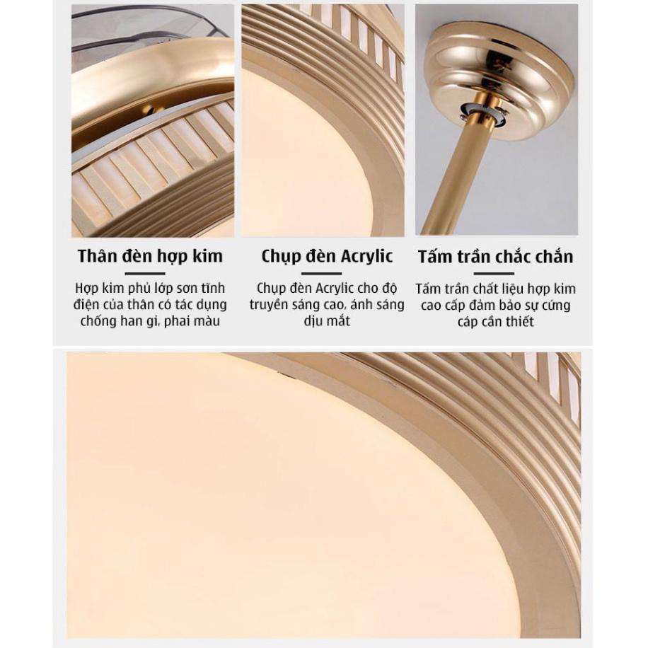 Đèn quạt trần COPAS kiểu dáng Bắc Âu hiện đại cánh cụp cánh xòe,quạt đèn cánh xếp, điều khiển từ xa .