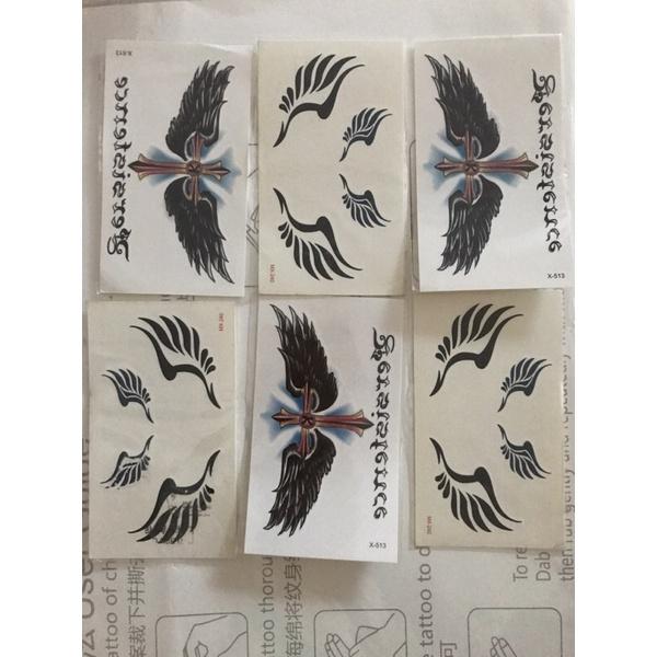 Combo 6 tấm hình xăm dán cánh thánh giá 10x6cm