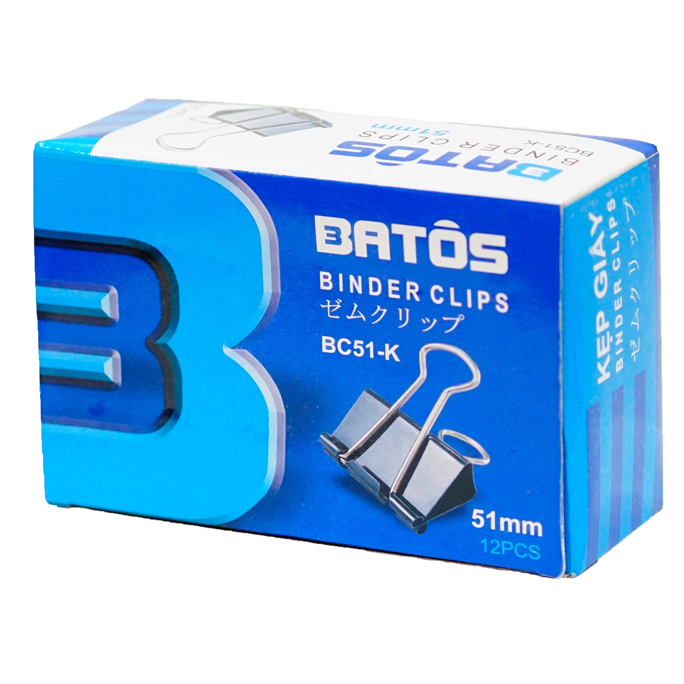 Kẹp bướm đen Batos 51mm PC-51K - Set 5 hộp, hộp 12 chiếc, kẹp sắt đen sơn tĩnh điện, chống gỉ