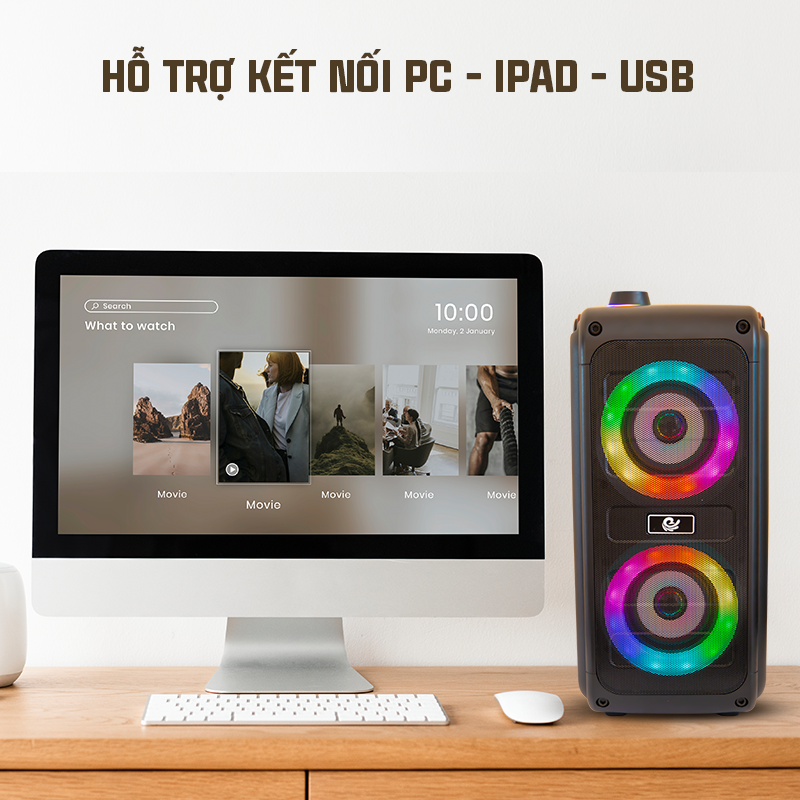 Loa Bluetooth Mini Kèm 1 Micro Có Dây Model VS-887 Hát Karaoke Cực Hay - Hàng Chính Hãng