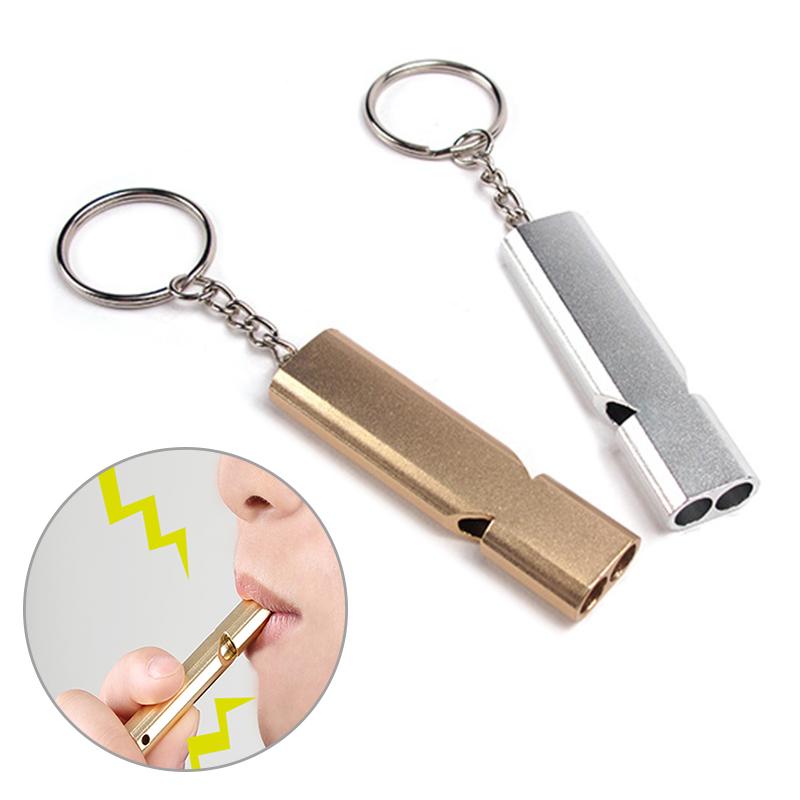 Nhôm còi ngoài trời cao Decibel Keychain Còi đi bộ đường dài Survival Camping Survival Multifernt Team Tool Công cụ thể thao Color: Gold