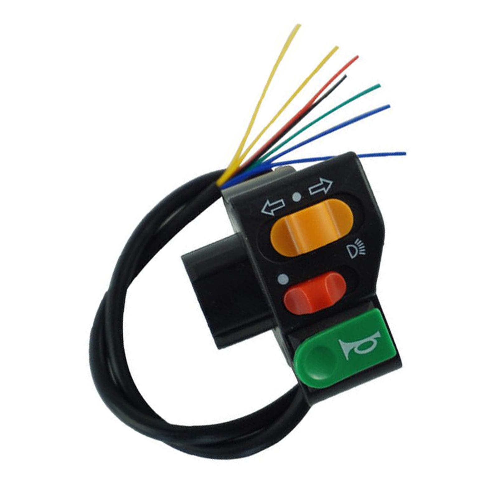 Motorcycle Handlebar Switch, 7/8 22mm 3 in 1 Headlight Turn Signal Horn Fits for Electric Motorbike