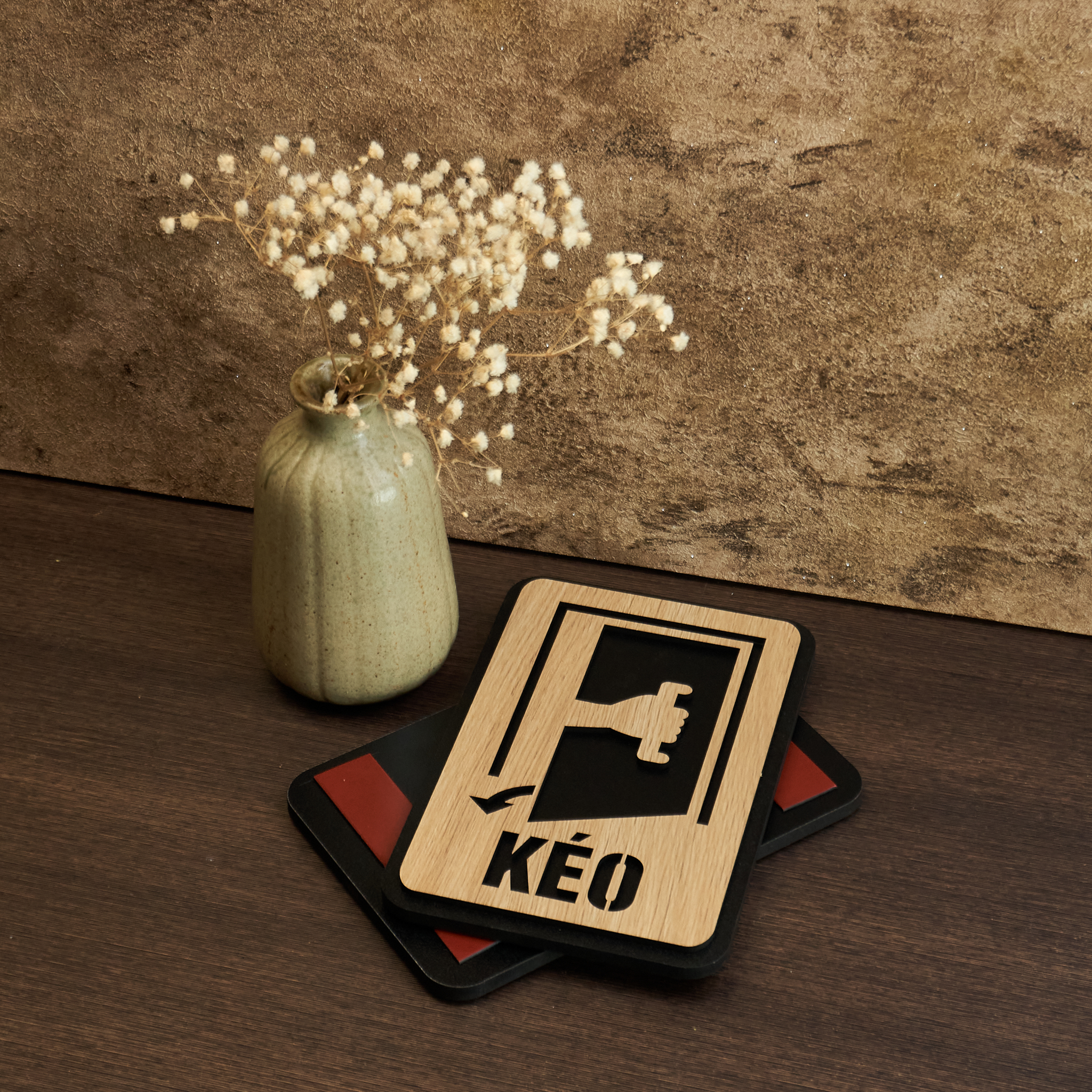 Bộ bảng gỗ decor vintage Kéo vào Đẩy ra dán cửa