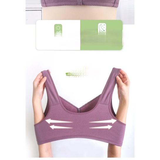 Áo ngực trung niên nữ cho bà cho mẹ chất liệu cotton cúc bấm trước phối ren cao cấp