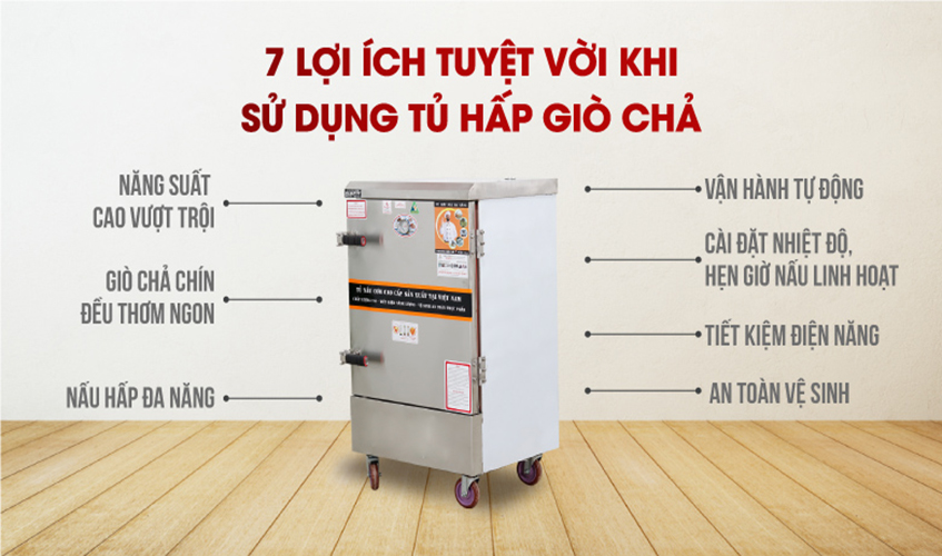 Tủ Hấp Giò Chả, Thực Phẩm 60 Kg Dùng Điện 10 Khay Việt Nam NEWSUN, Năng Suất Cao - Hàng Chính Hãng