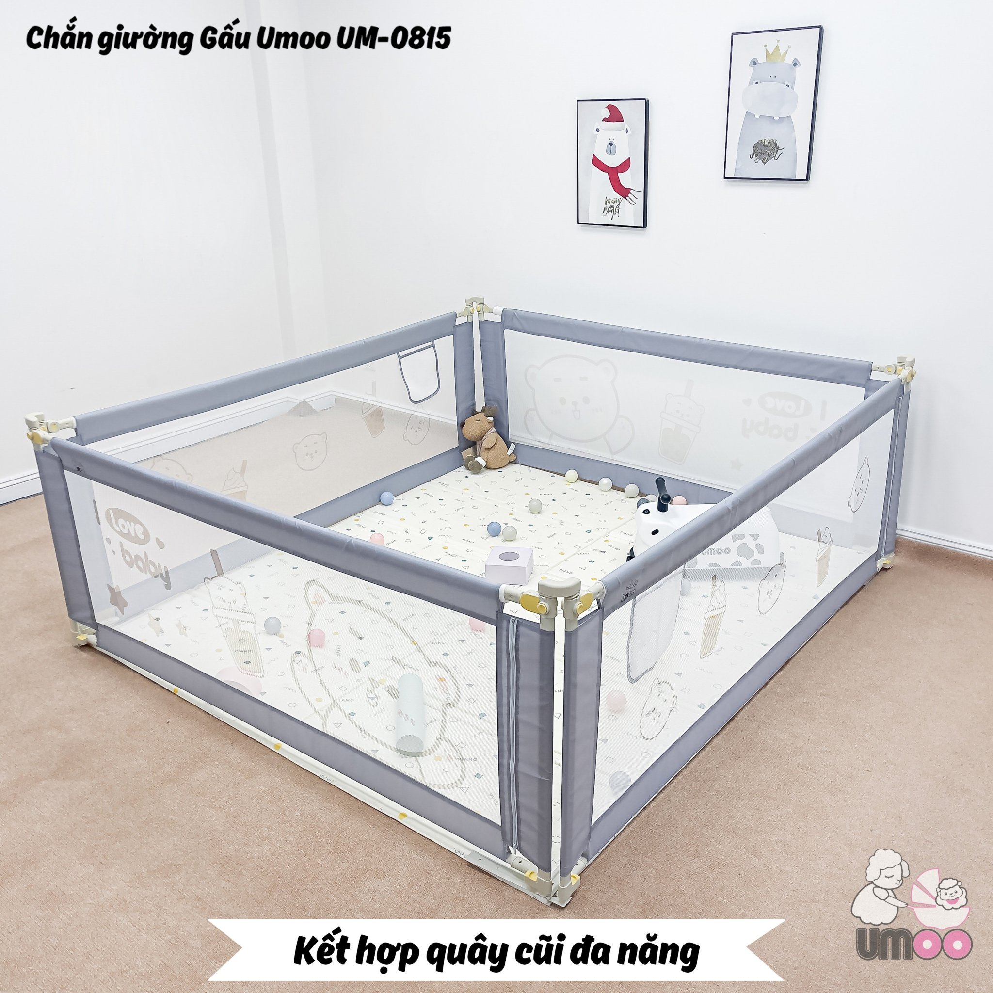 Thanh chắn giường cho Bé- Mẫu mới nhất- 1m8- Màu Xanh