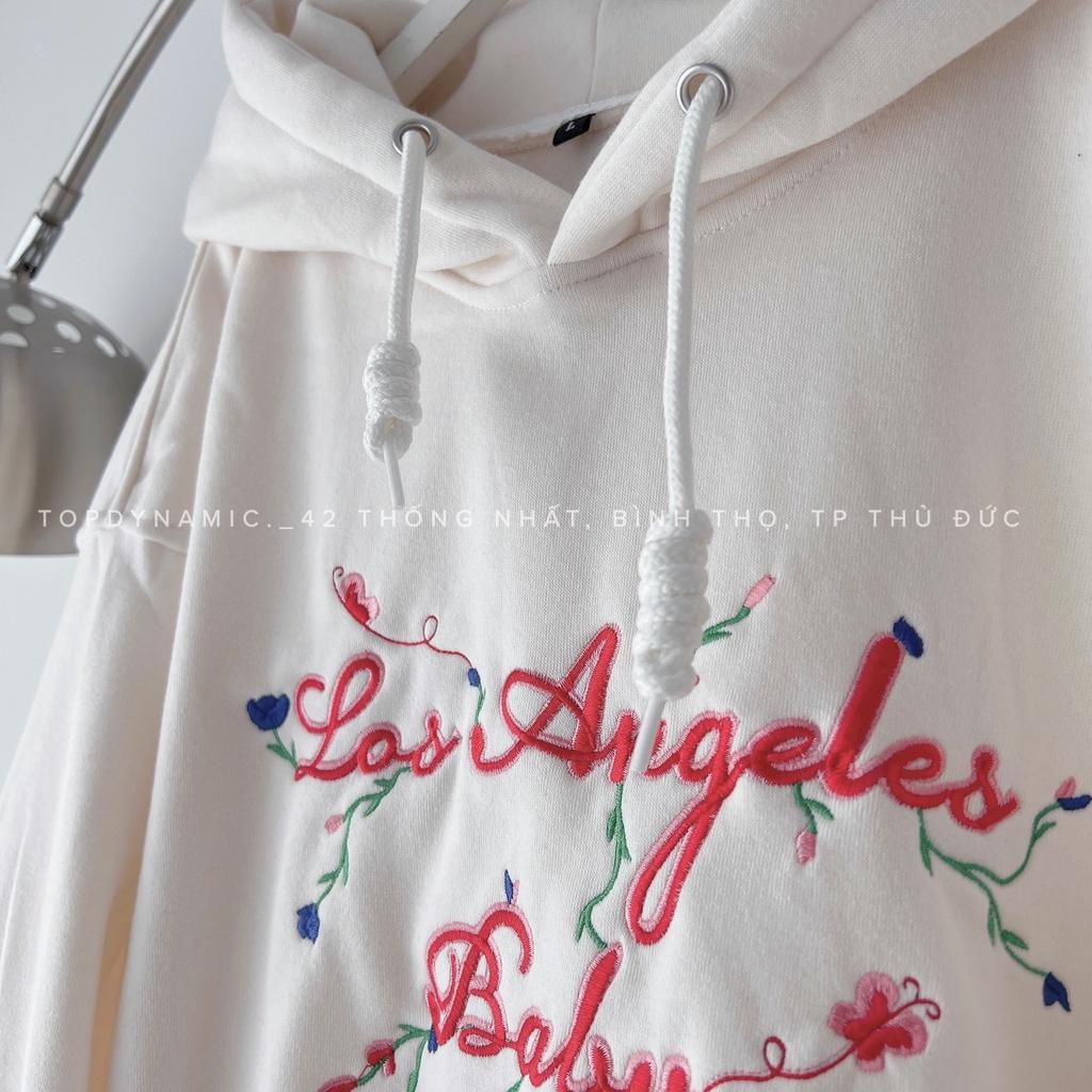 Áo Hoodie thêu &quot; LOS ANGELES BABY &quot; / form rộng unisex (Ảnh shop chụp)