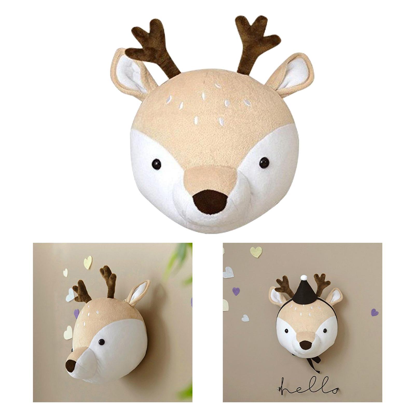 2x Wall Decor Animal Head Wall Ornaments Wall Hanging Mount for Kids Room