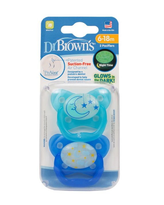 Set 2 ty ngậm phát sáng dạ quang Prevent chỉnh nha Dr.Brown's