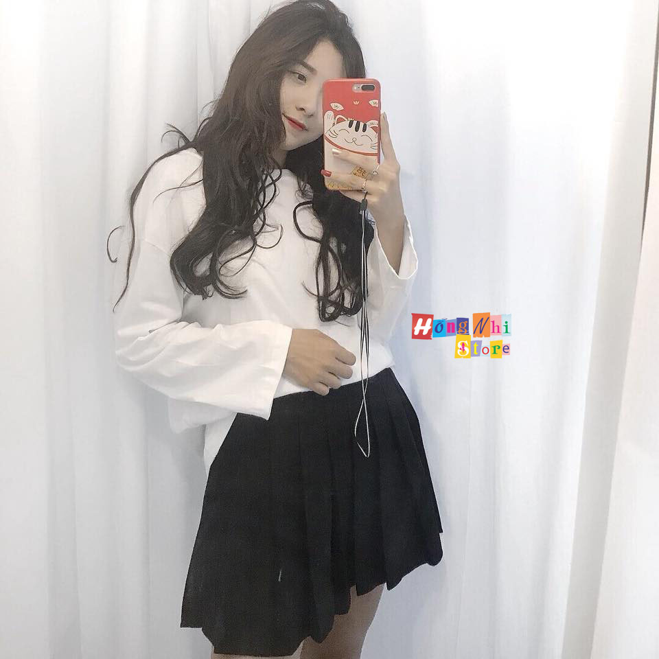 Áo Thun Tay Dài Trơn Dáng Rộng Màu Trắng Long Tee White Unisex - MM