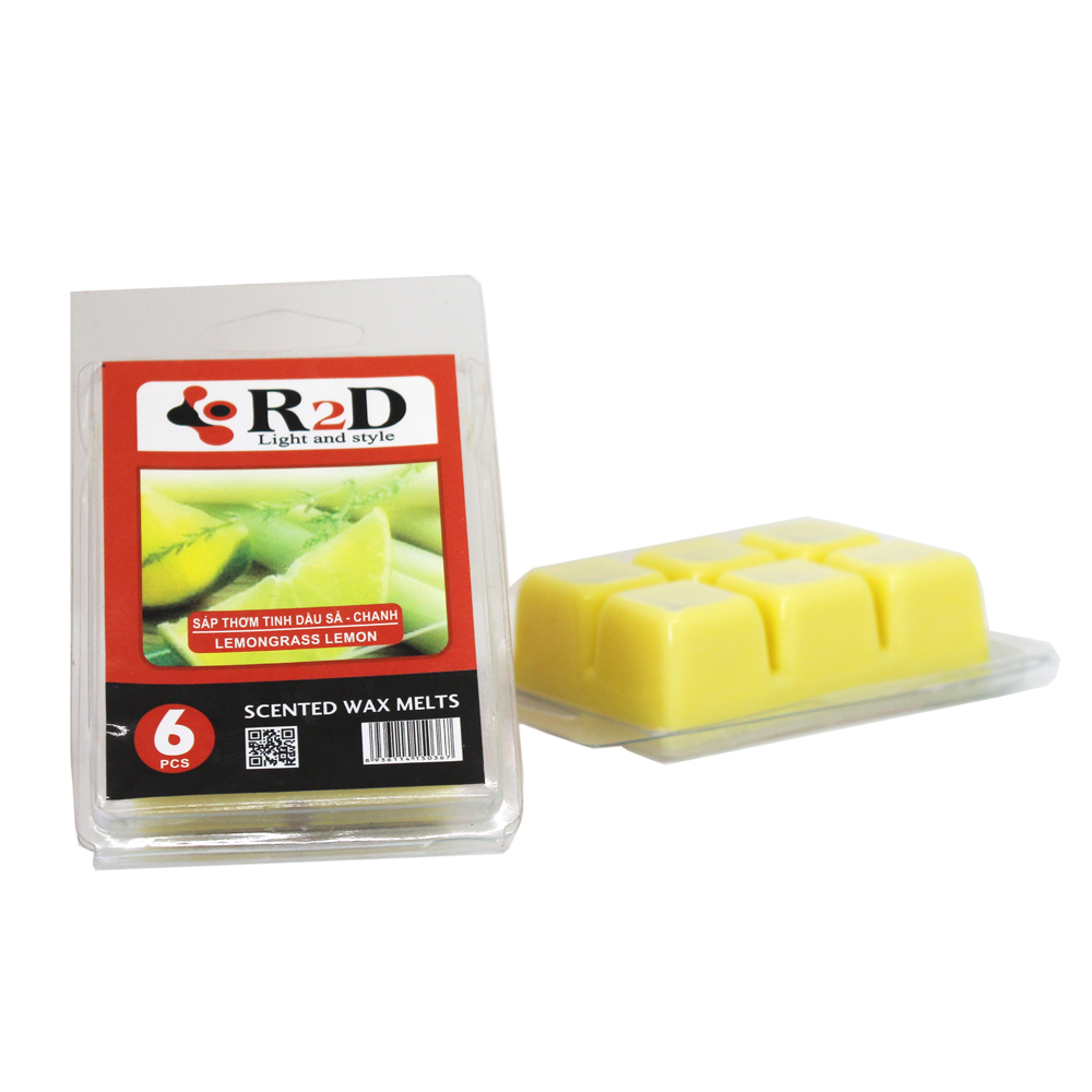 SÁP THƠM TINH DẦU SẢ - CHANH [SCENTED WAX MELTS – VỈ 6 VIÊN - 0367] ĐẾN TỪ THƯƠNG HIỆU R2D, LÀM TỪ NGUYÊN LIỆU TỰ NHIÊN, LÀNH TÍNH