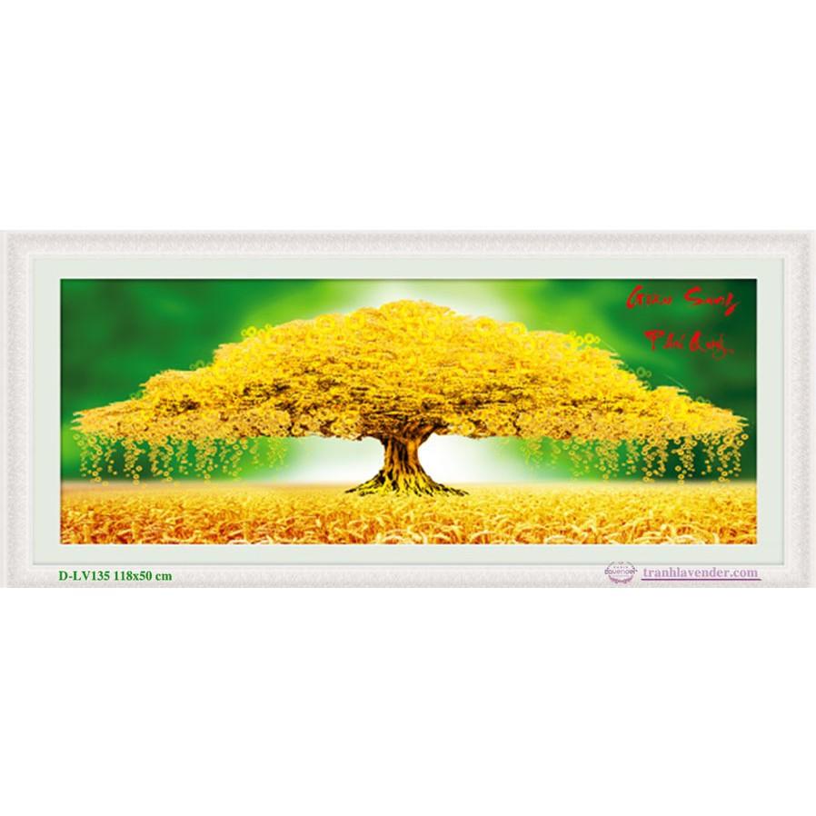 Tranh đá cây tiền giàu sang phú quý LV135 - kích thước: 118 * 50cm.