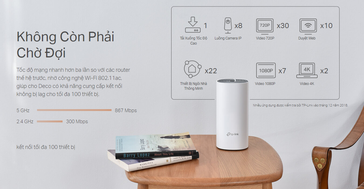 Bộ Phát Wifi Mesh Băng Tần Kép TP-Link Deco E4 AC1200 MU-MIMO - Hàng Chính Hãng