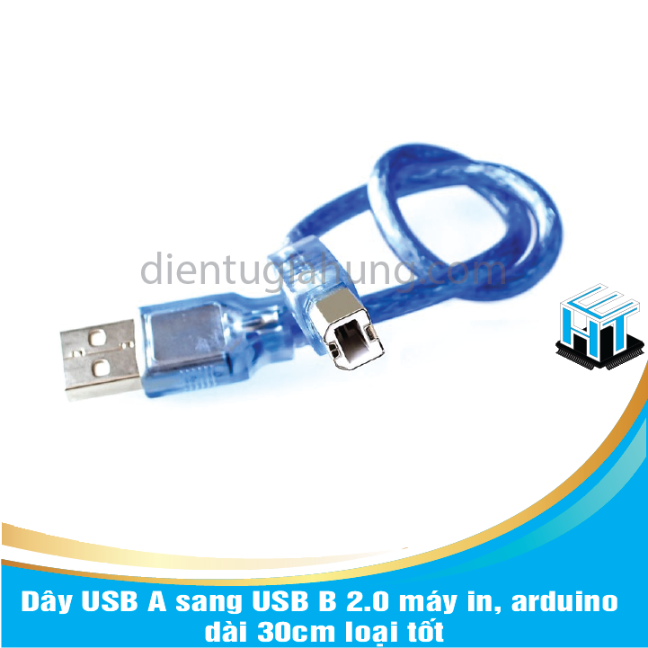 Dây USB A sang USB B 2.0 máy in, arduino dài 30cm loại tốt