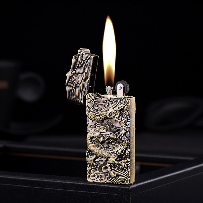 Bật Lửa Xăng Đá Hình Đầu Rồng – Xài Xăng