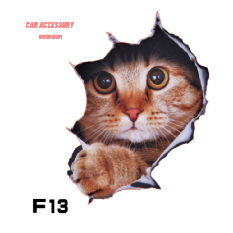 Miếng dán 3D ba chiều pug dán xe vui nhộn mèo con dễ thương đầu sói nhãn dán xe sáng tạo che viết xước tạo cá tính