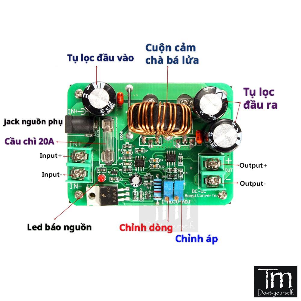 Mạch Tăng Áp DC - DC Boost 600W 12-60V Mạch Xanh