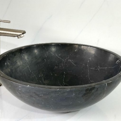 Chậu rửa Lavabo đá tự nhiên - Đánh mờ - Đen Ý - LTM03