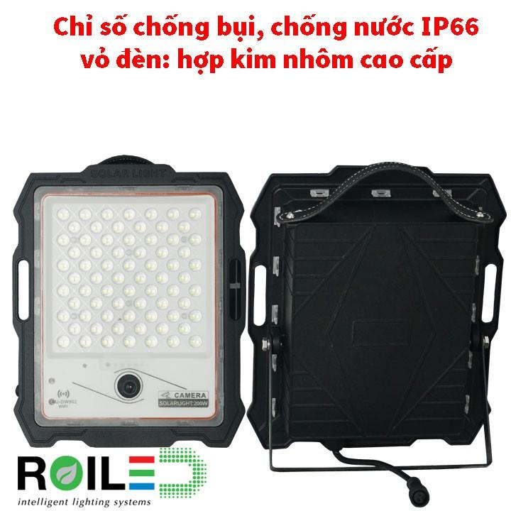 Đèn pha năng lượng mặt trời 200W chính hãng Roiled, đèn siêu sáng kết hợp Camera quan sát CMR-200W