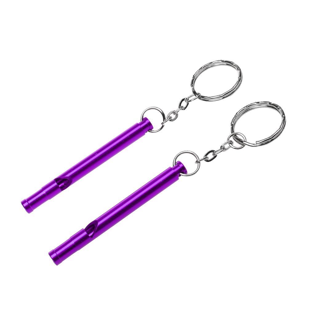 2x2pcs Outdoor Survival Camping Training Emergency Safety Whistle Purple