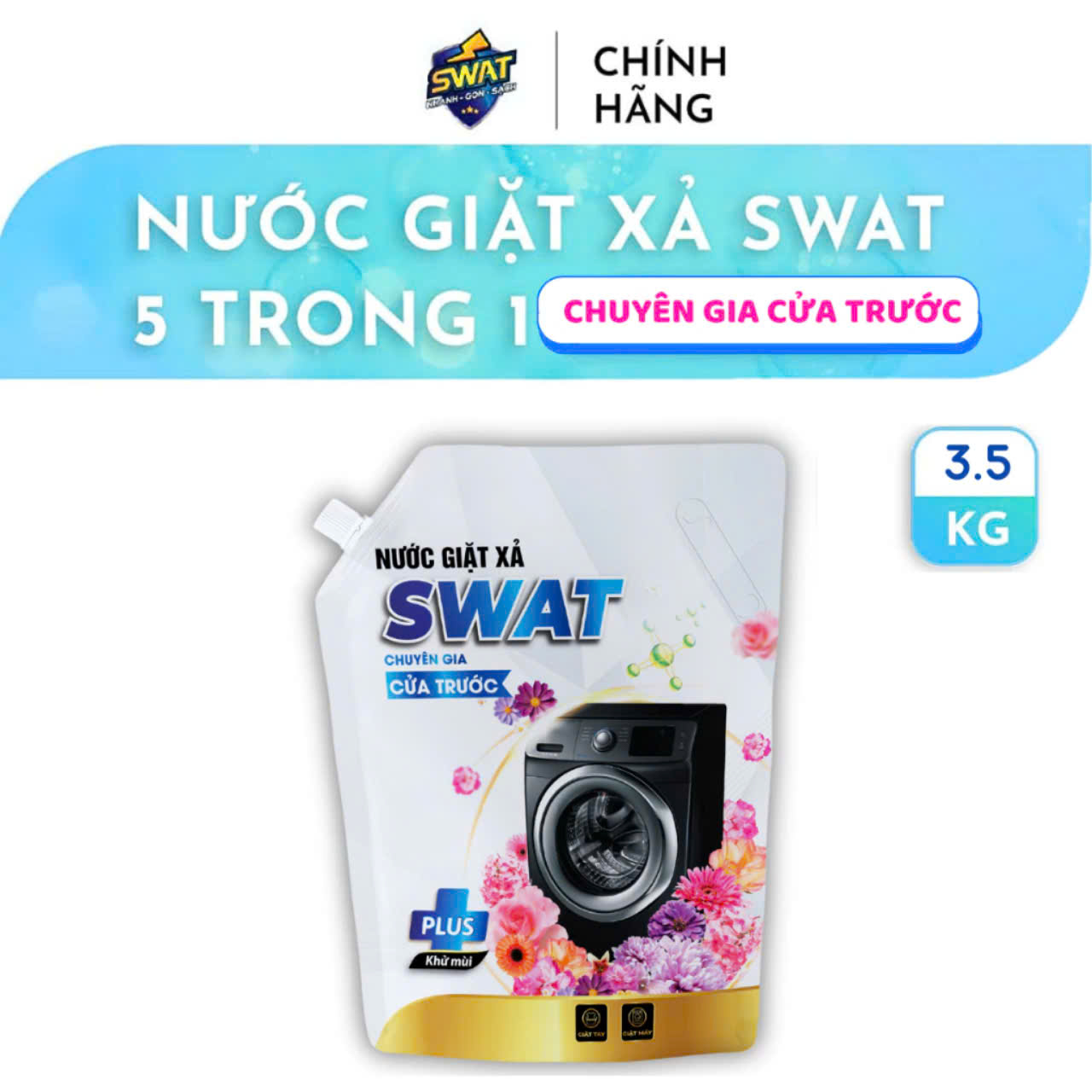 Nước Giặt Xả 5 in 1 SWAT Hương Hoa Mẫu Đơn 3.5kg - Chuyên gia cửa trước