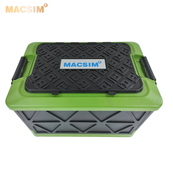 Hộp đựng đồ xếp gọn 2 ngăn 50L kích thước 50cm x 34cm x 31cm - hộp đựng đồ trong cốp ô tô nhãn hiệu Macsim chất liệu PP cao cấp màu đen pha xanh lá