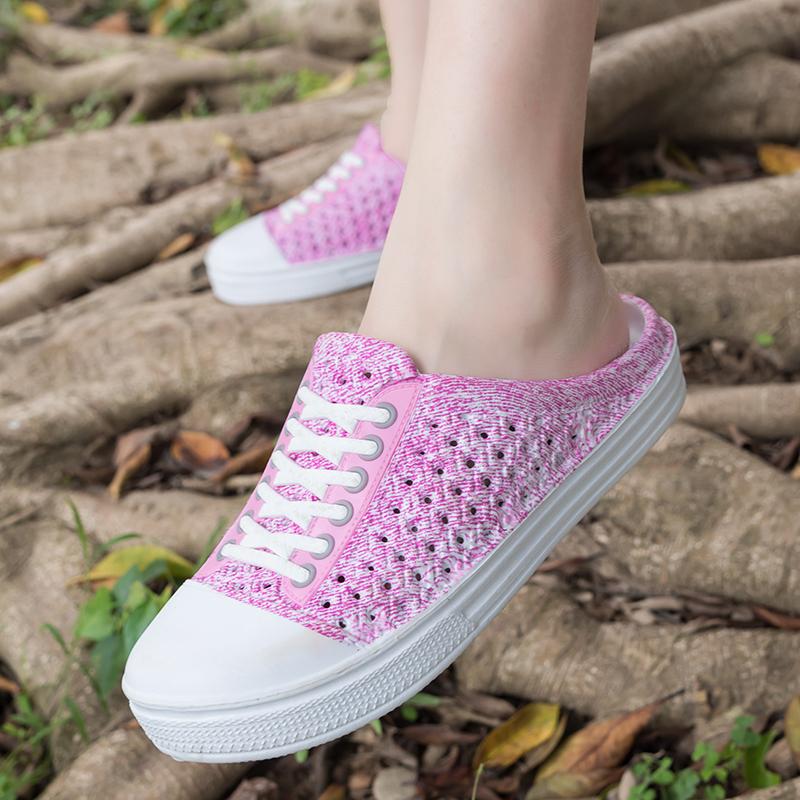 Thời Trang Nữ Mùa Hè Đựng Quần Áo Rỗng Bể Bơi Ngoài Trời Giày Sandal Đi Biển Giày Nước Tắm Xỏ Nhẹ Con La Color: floral purple Shoe Size: 36