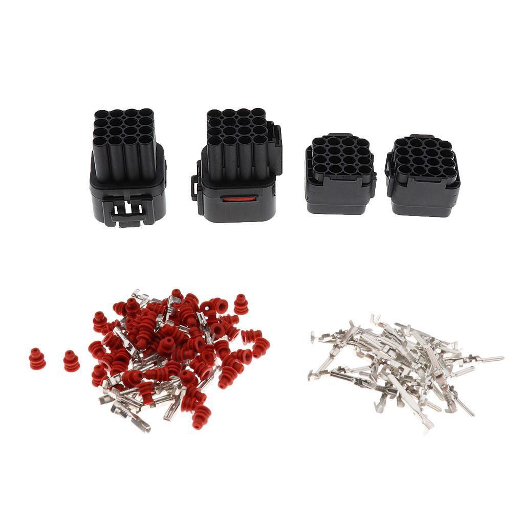 2 Kit 16 Pin Way Car Sealed Electrical AWG Wire Connector Waterproof