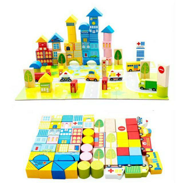 Bộ đồ chơi mô hình thành phố trò chơi lắp ghép tăng trí tưởng tượng sáng tạo cho bé