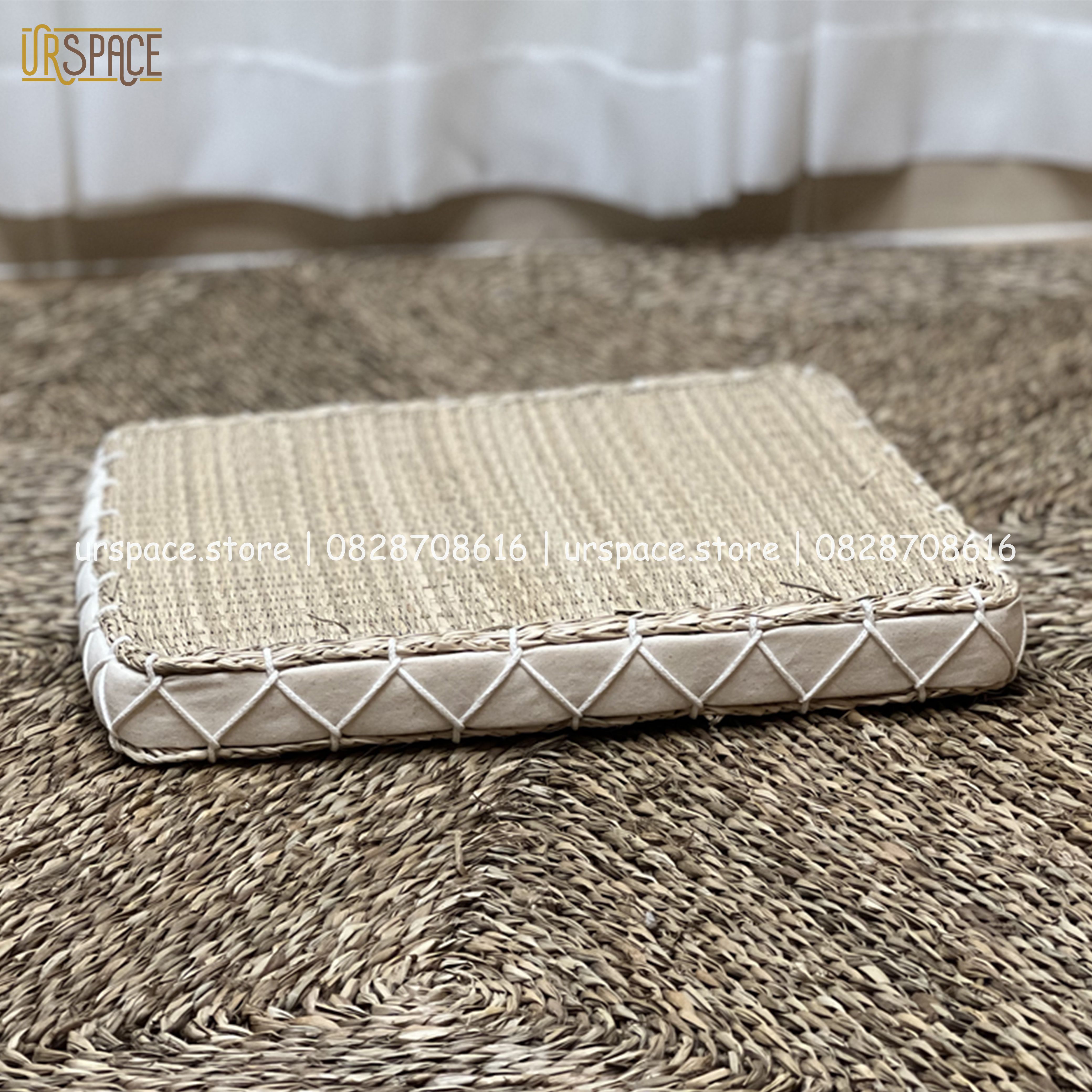 Đệm ngồi bệt bằng cói đệm đa năng hình vuông màu tự nhiên/ Hyacinth Meditation Cushion Natural color