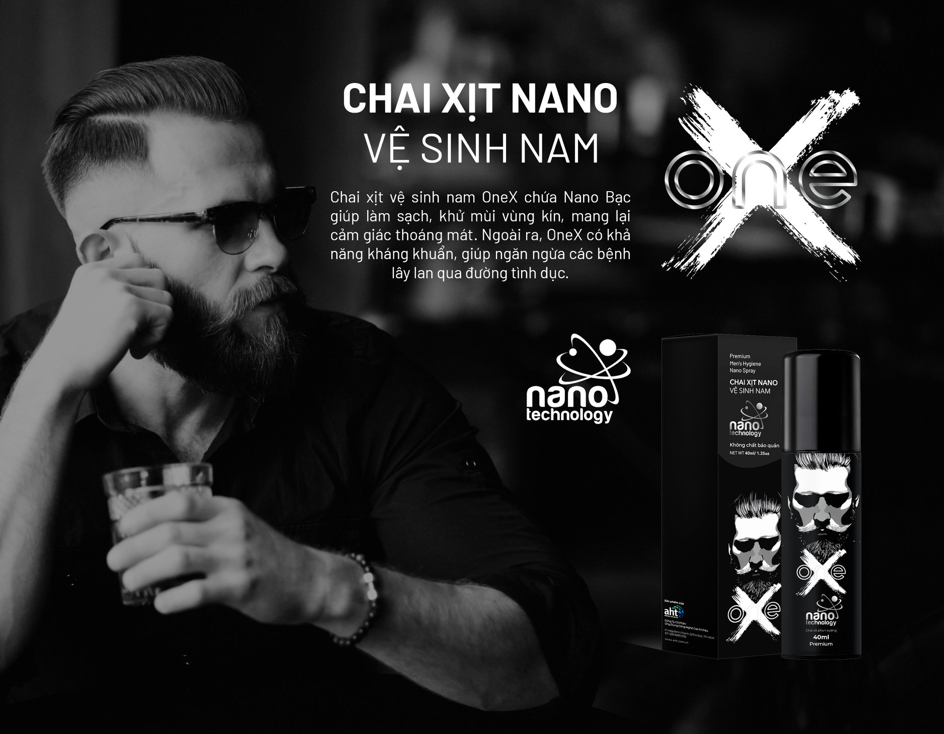 Chai xịt vệ sinh nam Nano Bạc Onex 40ml