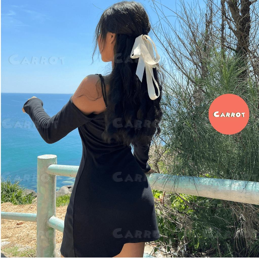 Đầm ôm body thiết kế 2 dây tay dài khoét ngực sexy đi chơi đi du lịch carrotxinhdep chất co giãn thun cao cấp