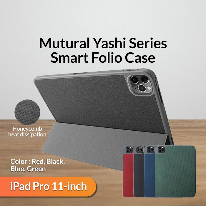 Case Bao da chống sốc cho iPad Pro 11 2022 Chip M2 / 2021 Chip M1 / 2020 hiệu Mutural Yashi Series mặt lưng canvas có ngăn đựng bút, thiết kế tản nhiệt, cơ chế smartsleep - hàng nhập khẩu