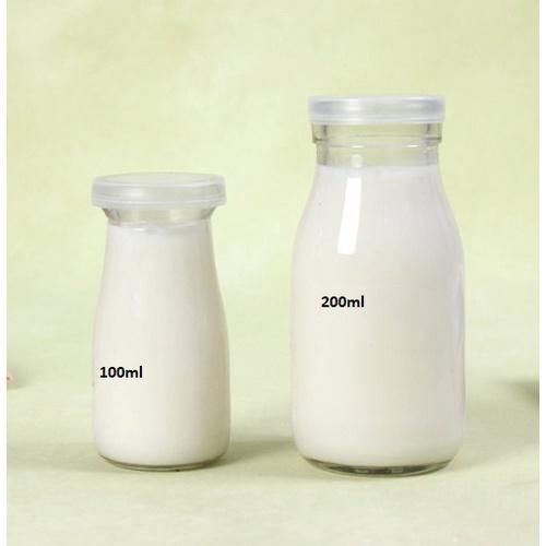 Chai thủy tinh 100ml 200ml nắp nhựa đựng nước, sữa hạt, nước ép trái cây