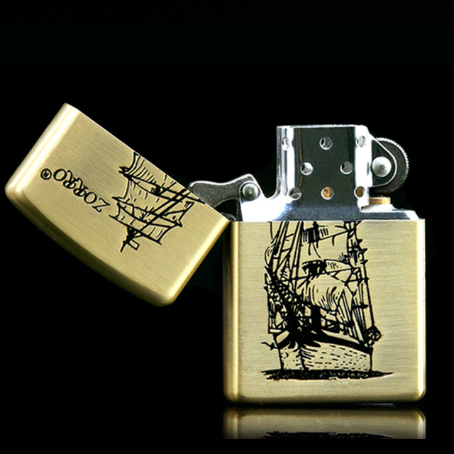 Vỏ Hột Quẹt Bật Lửa Xăng Đá Zorro Z8023A Thiết Kế Đẹp Độc Lạ Hình Thuyền Buồm - Dùng Xăng Bấc Đá Cao Cấp