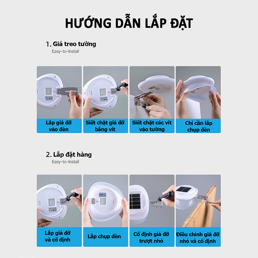 Đèn Năng Lượng Mặt Trời Gắn Tường, đèn gắn hàng rào - K1679